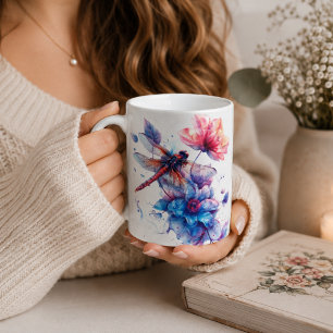 Personalisierter Wasserfarben-Libellen-Becher Kaffeetasse