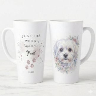 Personalisierter Wasserfarben-Malteser-Hund-Becher Milchtasse