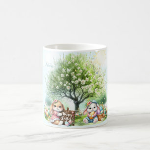 Personalisierter Wasserfarben-Osterhase Kaffeetasse