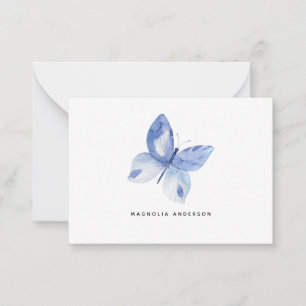 Personalisierter Wasserfarben-Schmetterling Blau Mitteilungskarte