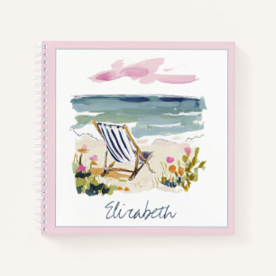 Personalisierter Wasserfarben-Strandstuhl Notizbuch