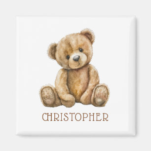 Personalisierter Wasserfarben-Teddybär-Name-Magnet Magnet
