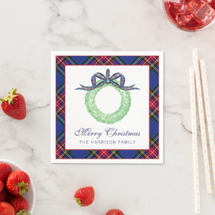 Personalisierter Wasserfarben-Weihnachts-Karostoff Serviette