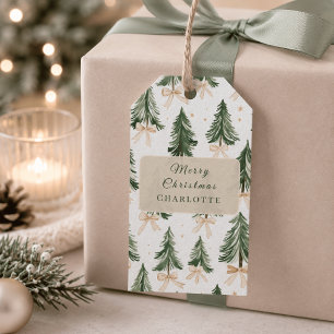 Personalisierter Wasserfarben-Weihnachtsbaum Geschenkanhänger