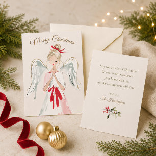 Personalisierter Wasserfarben-Weihnachtsengel Feiertagskarte