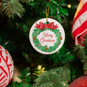 Personalisierter Wasserfarben-Weihnachtskranz Ornament Aus Metall