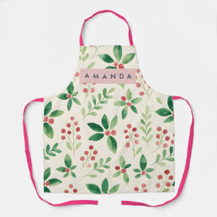 Personalisierter Wasserfarben-Winterbeeren-Stil Schürze