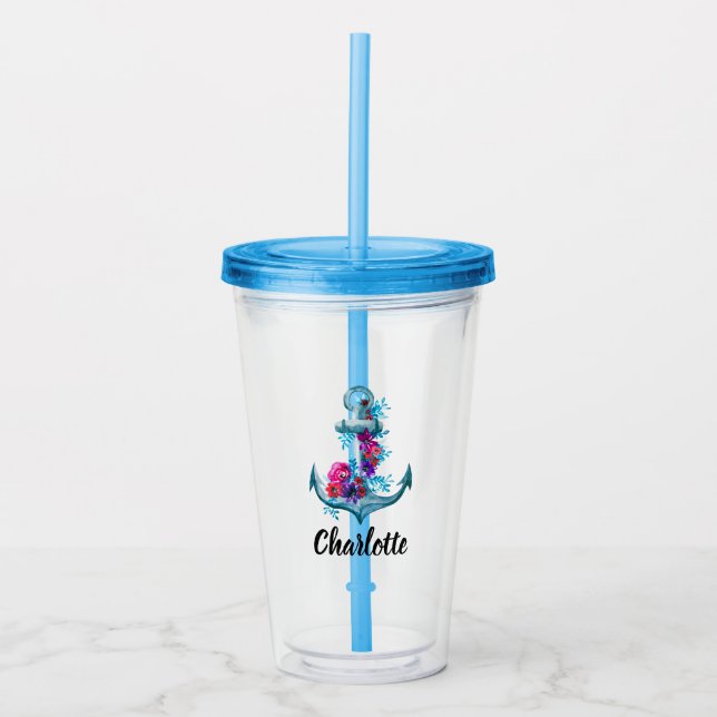 Personalisierter Wasserfarbenanker Acryltrinkbecher (Vorderseite)