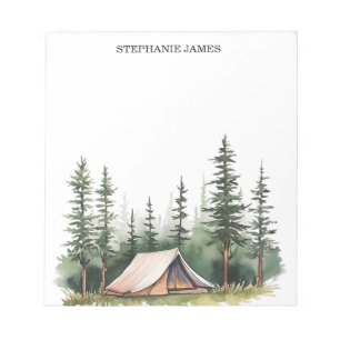 Personalisierter Wasserfarbenwald grün Notizblock