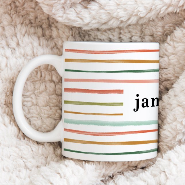 Personalisierter Wasserfarbstreifen Kaffeetasse (Personalized Watercolor Stripe Coffee Mug)