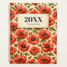 Personalisierter Watercolor Red Mohn Planer