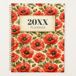 Personalisierter Watercolor Red Mohn Planer