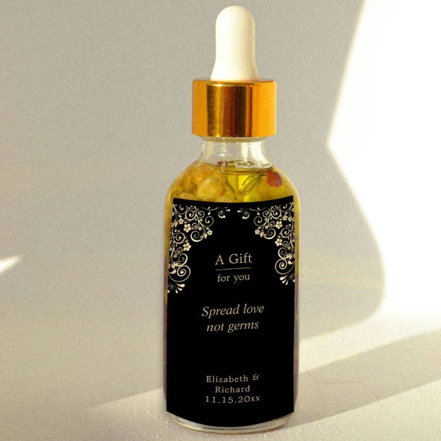 Personalisierter Wedding Black Gold Hand Sanitizer Adressaufkleber (Von Creator hochgeladen)