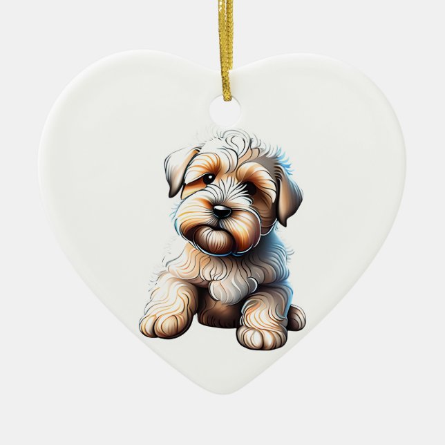 Personalisierter, weich überzogener Welpe Keramik Ornament (Vorne)
