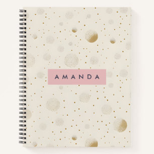 Personalisierter weicher Gold-Polka-Dot-Minimalism Notizbuch