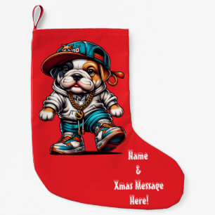 Personalisierter Weihnachts-Bulldog-Welpen-Strumpf Kleiner Weihnachtsstrumpf