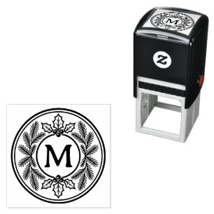 Personalisierter Weihnachts-Evergreen-Monogramm-St Permastempel