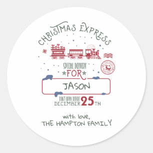 Personalisierter Weihnachts-Express-Zug Santa Runder Aufkleber