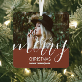 Personalisierter Weihnachts-Foto-Script-Name Ornament Aus Metall