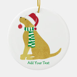 Personalisierter Weihnachts-Gelbe Labrador Keramik Ornament