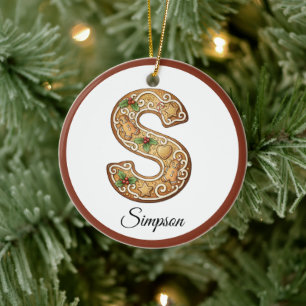 Personalisierter Weihnachts-Gingerbread-Buchstabe Keramik Ornament