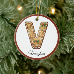 Personalisierter Weihnachts-Gingerbread-Buchstabe Keramik Ornament