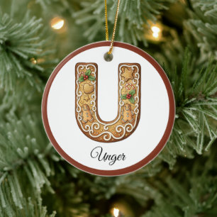 Personalisierter Weihnachts-Gingerbread-Buchstabe Keramik Ornament