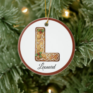 Personalisierter Weihnachts-Gingerbread-Buchstabe Keramik Ornament