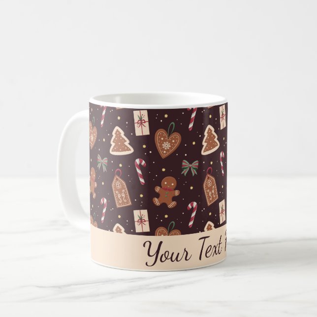 Personalisierter Weihnachts-Gingerbread-Mug Kaffeetasse (Vorderseite Links)