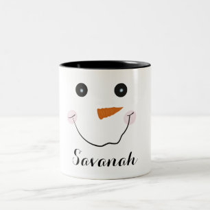 Personalisierter Weihnachts-Glücksschneemann-Beche Zweifarbige Tasse
