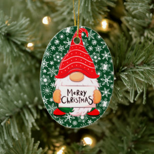 personalisierter Weihnachts-Gnom aus Keramik Ornament