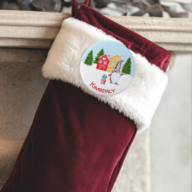 Personalisierter Weihnachts-Gnom  Button (Personalized Christmas Gnome Button)