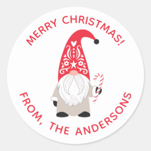 Personalisierter Weihnachts-Gnom Runder Aufkleber