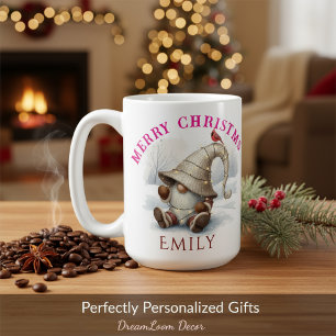 Personalisierter Weihnachts-Gnom-Wasserfarbenkunst Kaffeetasse