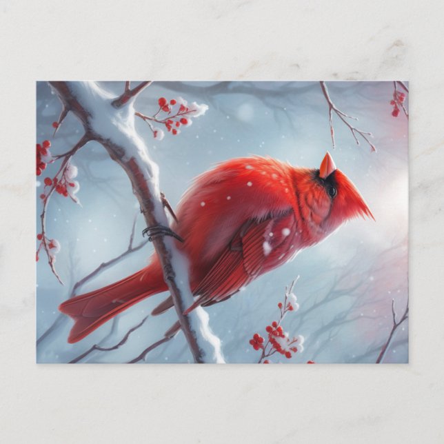 Personalisierter Weihnachts-Kardinal Postkarte, Po Postkarte (Vorderseite)