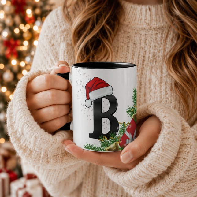 Personalisierter Weihnachts-Monogramm-Becher Tasse (Von Creator hochgeladen)