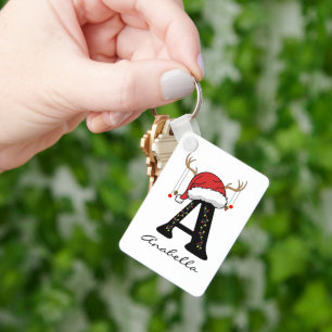 Personalisierter Weihnachts-Monogramm-Schlüsselanh Schlüsselanhänger
