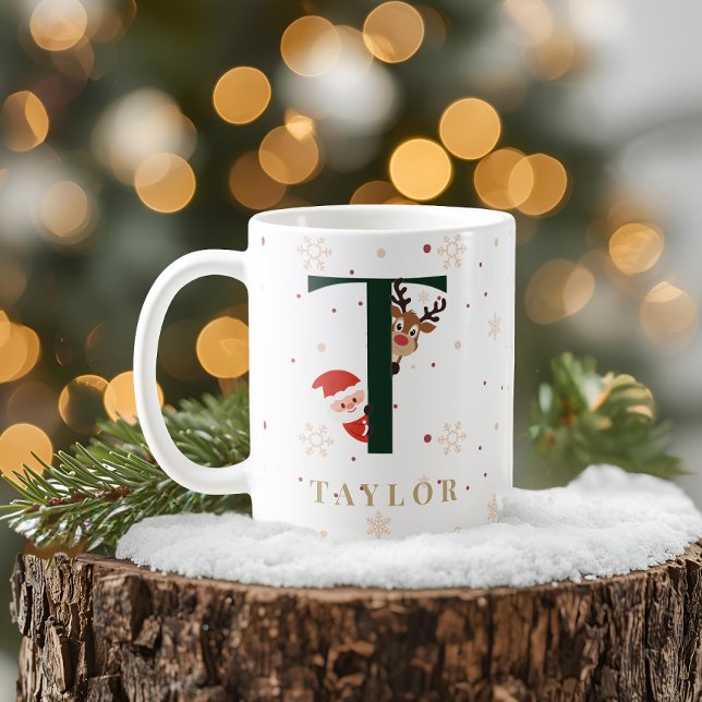 Personalisierter Weihnachts-Monogramm-T-Mug Kaffeetasse (Von Creator hochgeladen)