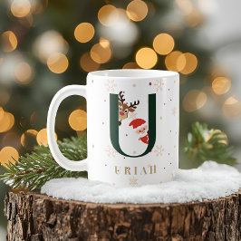 Personalisierter Weihnachts-Monogramm-U-Becher Kaffeetasse