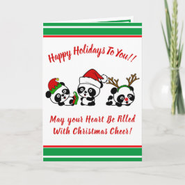 Personalisierter Weihnachts-Pandas-Urlaub Karte