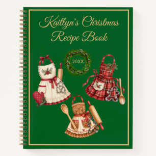 Personalisierter Weihnachts-Rot-Grün-Kranz-Monogra Notizbuch