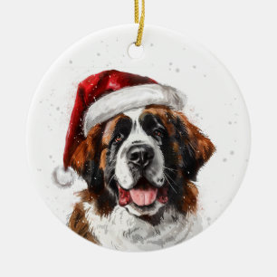 Personalisierter Weihnachts-Saint-Bernard-Hund Keramik Ornament