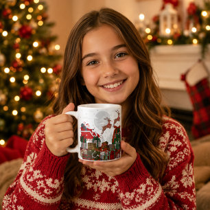 Personalisierter Weihnachts-Schlitten und Rentier Kaffeetasse