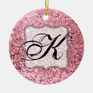 Personalisierter Weihnachts-Schmuck Roségold Glitt Keramik Ornament