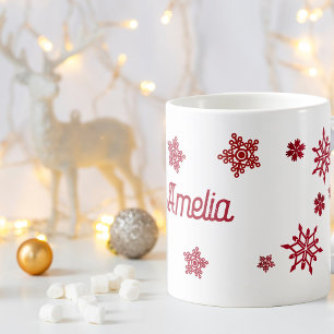 Personalisierter Weihnachts-Schneeflocke Kaffeetasse