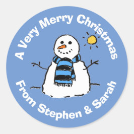 Personalisierter Weihnachts-Snowman-Klassiker Runder Aufkleber