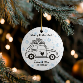 Personalisierter Weihnachts-verheirateter-Schmuck, Keramik Ornament