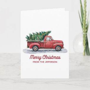 Personalisierter Weihnachts-Wasserfarben-Rotlastwa Feiertagskarte