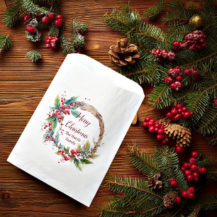 Personalisierter Weihnachts-Wasserfarben-Stechpalm Geschenktütchen