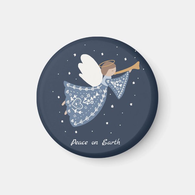 Personalisierter Weihnachtsangel Holiday Peace Ear Magnet (Vorne)